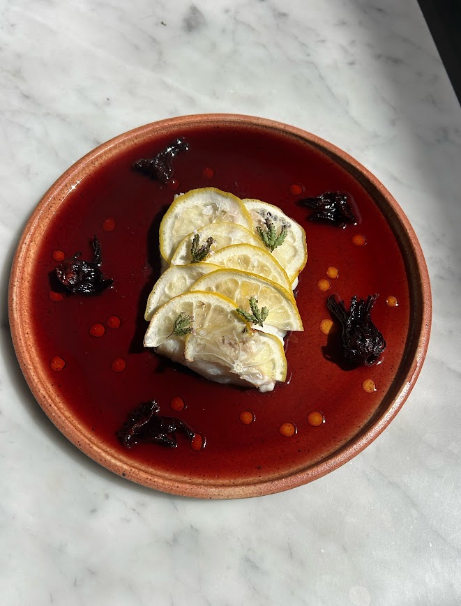 Cod with lemon scales